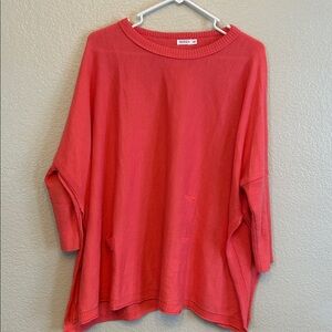 Mersea  Catalina Travel Sweater Coral Boxy Loose  Pockets one size